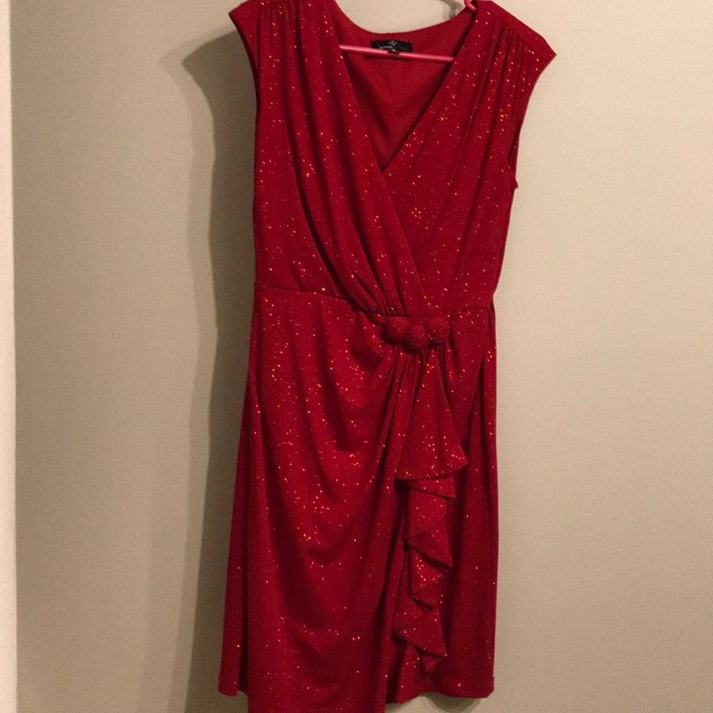 Ronni Nicole red holiday cocktail dress